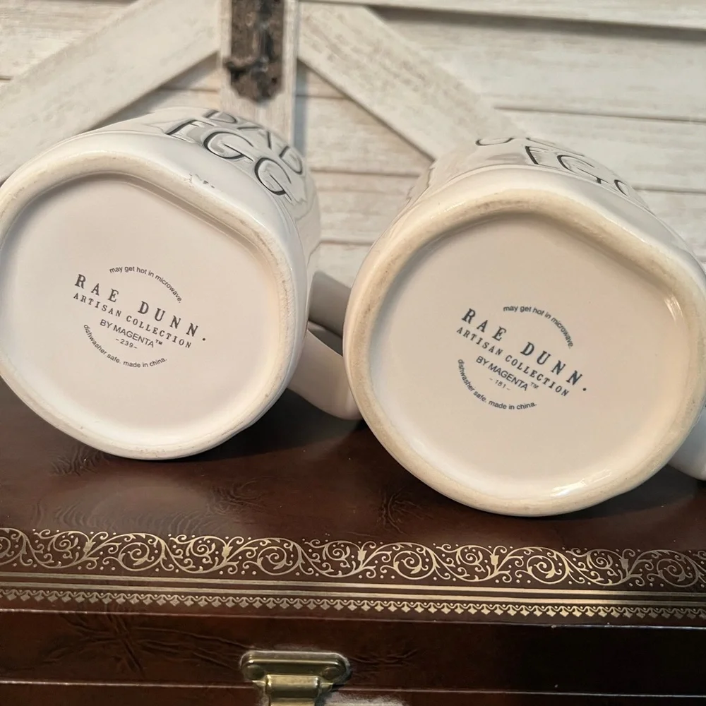 Rae Dunn White Ceramic Mug Set - Bad Egg & Good Egg - Picture 2 of 3
